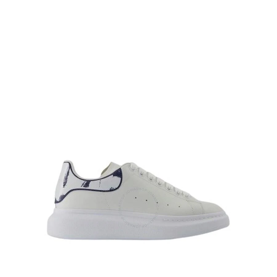 Alexander McQueen Men's White / Indigo Oversized Leather Sneakers 1