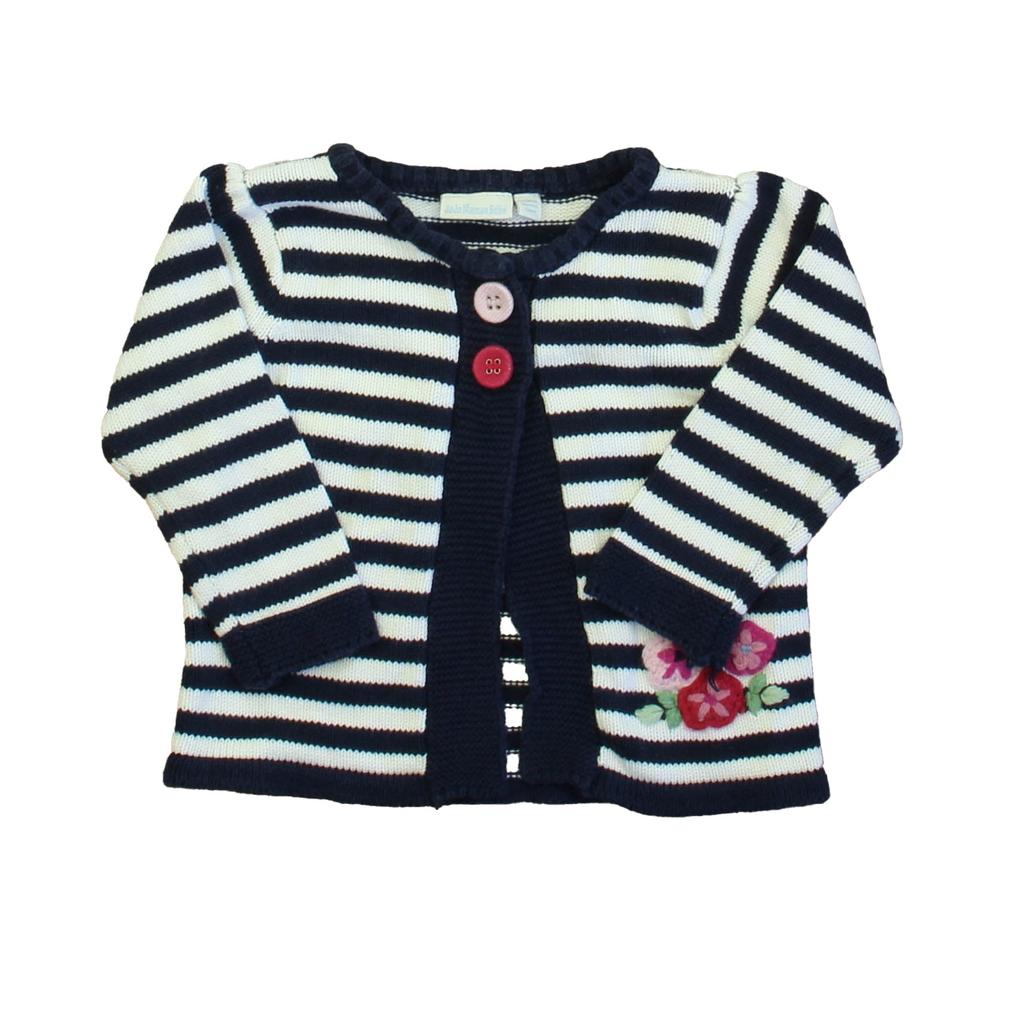 JoJo Maman Bébé Girls Navy | White Stripe Cardigan