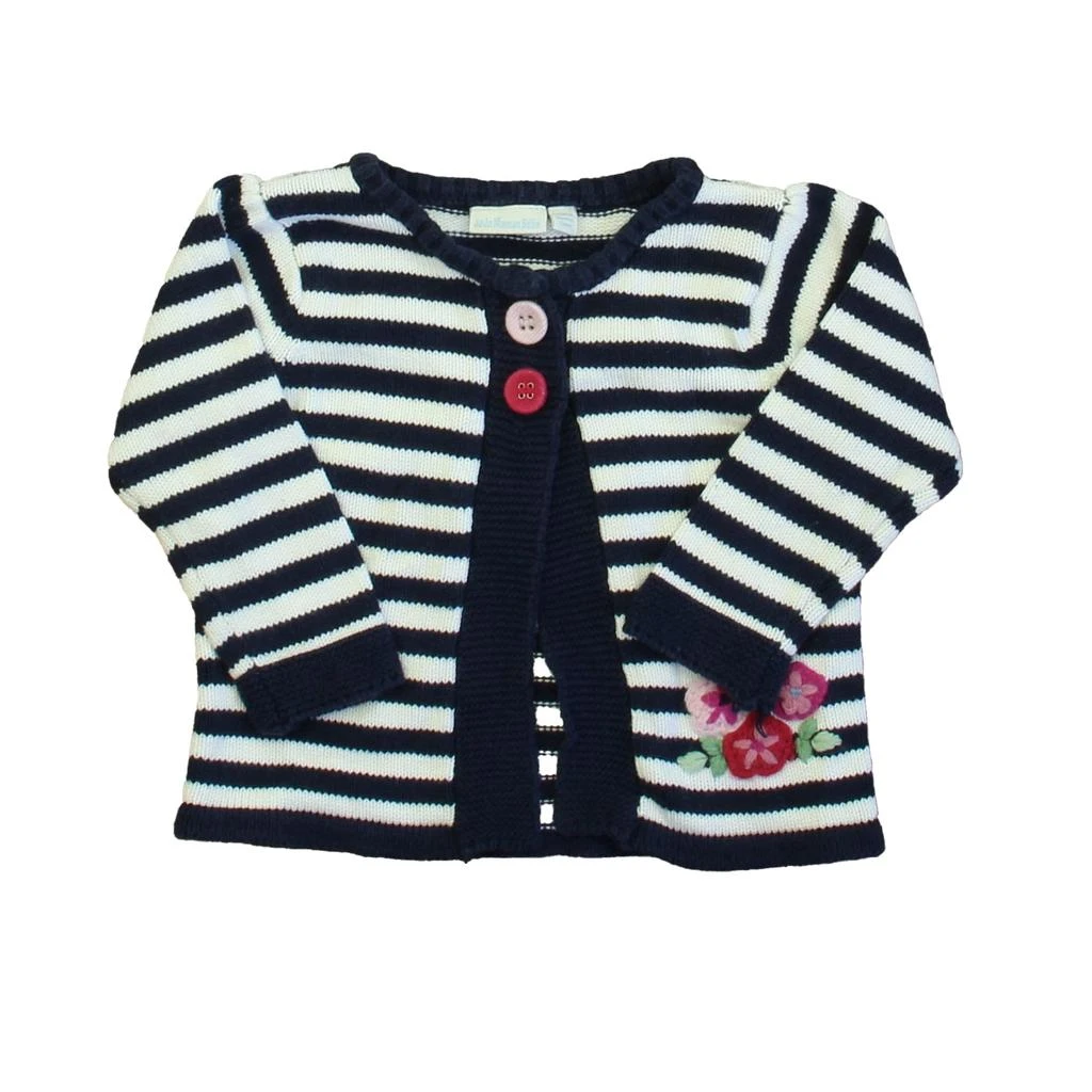 JoJo Maman Bébé Girls Navy | White Stripe Cardigan 1