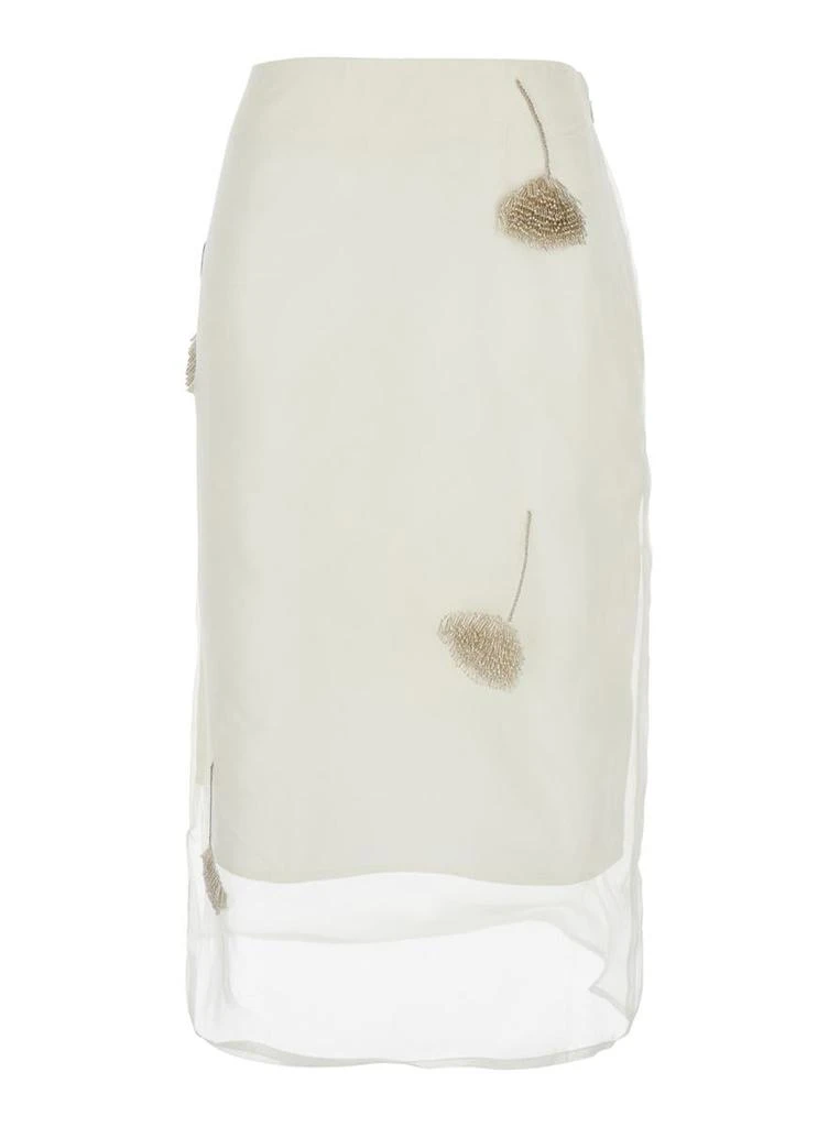 Rohe White Skirt With All-Over Tulip Embellishments In Silk Woman 1