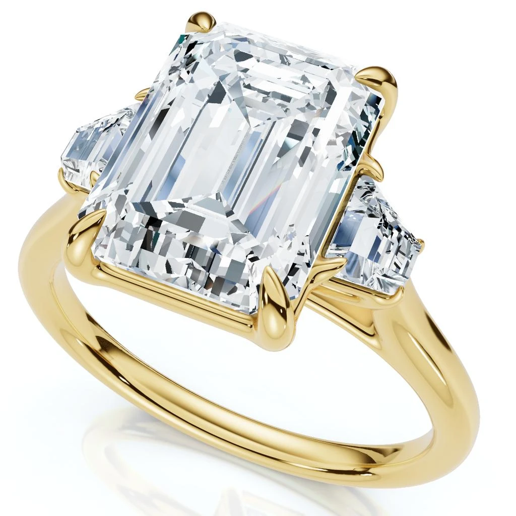 Pompeii3 Certified 3 1/2Ct Emerald Cut & Baguette Engagement Ring 14k Gold/Pt Lab Grown 5