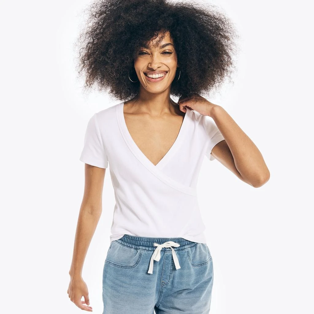 Nautica Womens Wrap-Front Knit Top 2