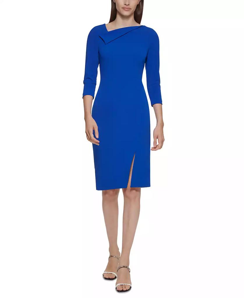 カルバンクライン Surplice Side-Zip Sheath Dress Calvin Klein Women's Surplice Side-zip Sheath Dress In Black