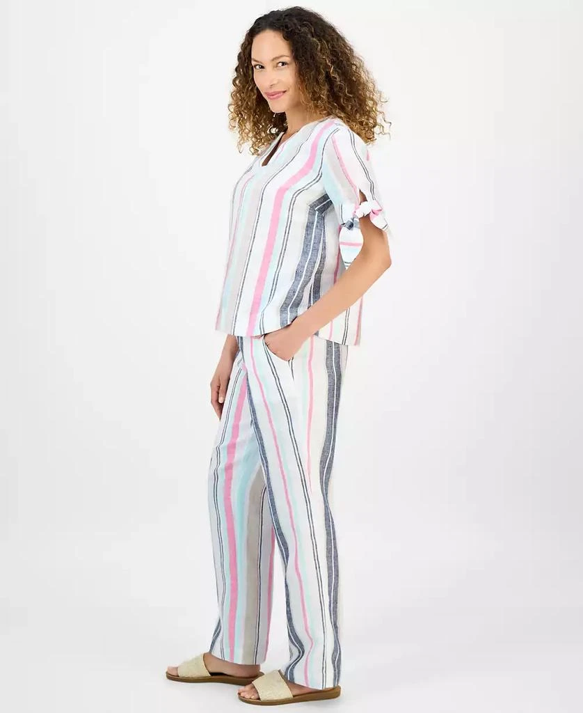 Charter Club Petite Striped Drawstring Linen Pants, Exclusively at Macy's 3