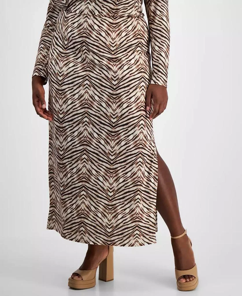 Bar III Trendy Plus Size Printed Knit Crepe Side-Slit Skirt, Exclusively at Macy's 3