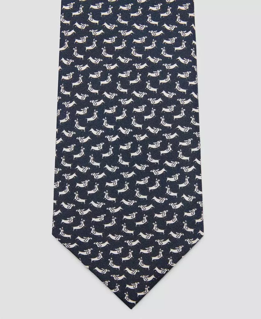 Mango Men's Dog Print Mulberry Silk Tie 3
