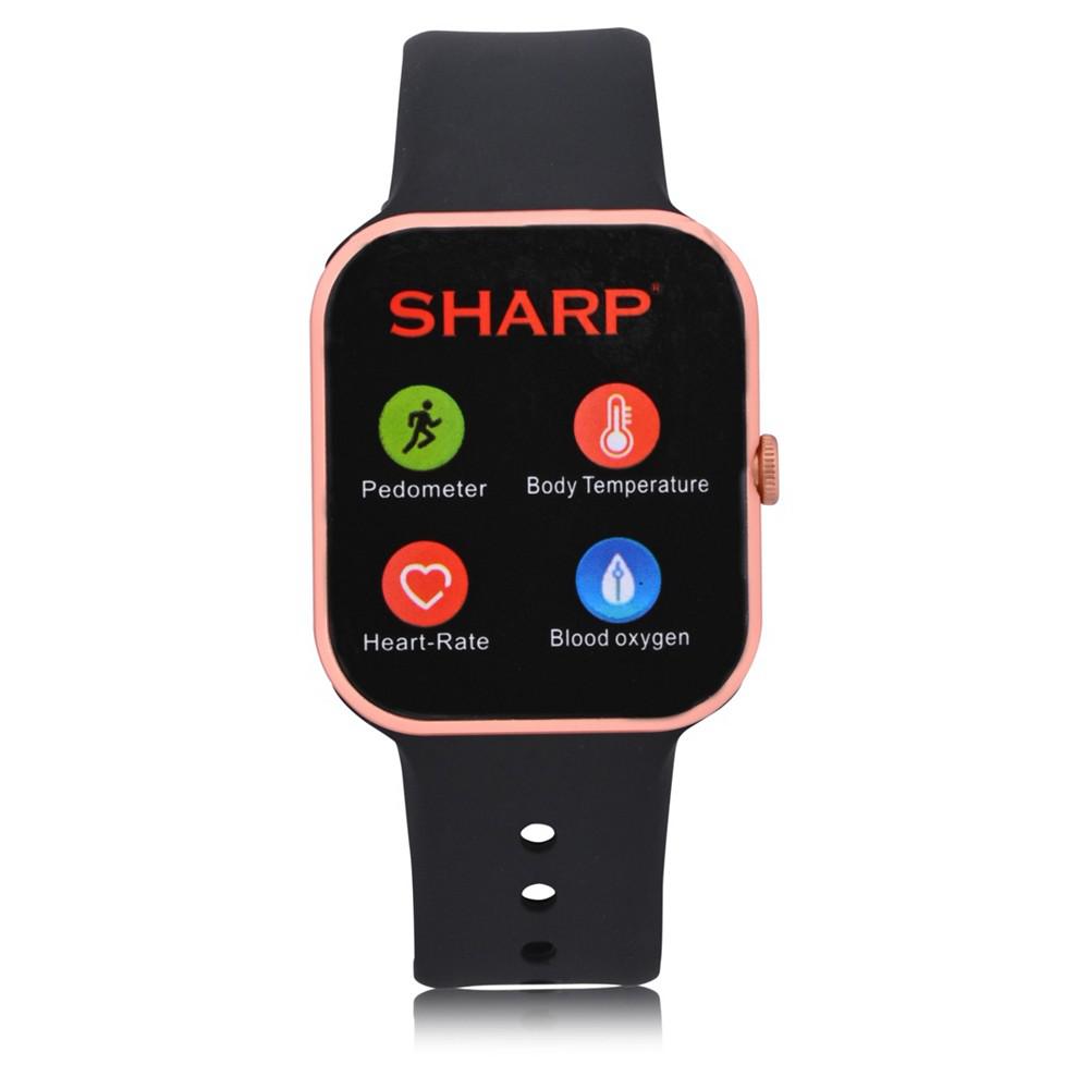 Sharp Unisex Rose Gold-Tone and Black Silicone Smart Watch 38mm
