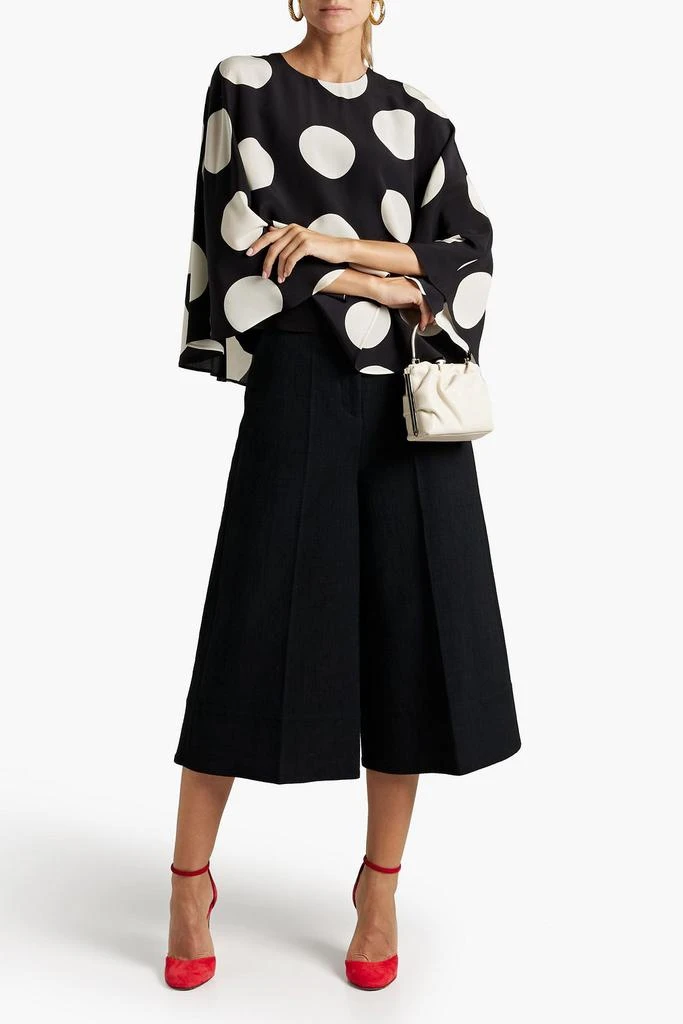 Valentino Cape-effect polka-dot silk-crepe blouse 2