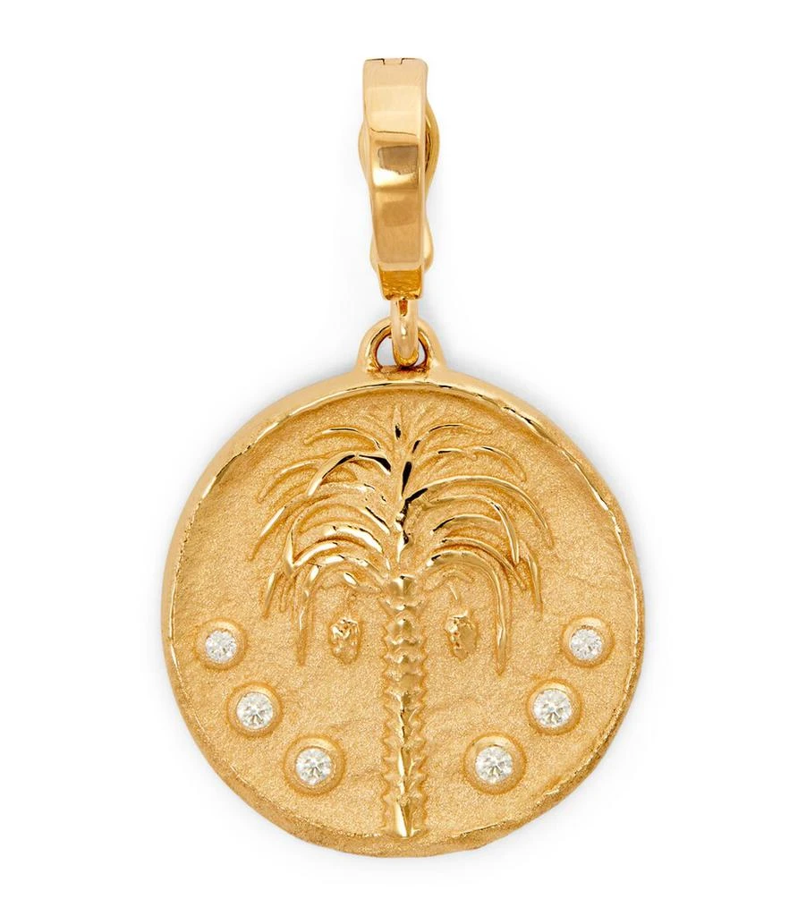 Azlee Yellow Gold and Diamond Prosperity Palm Coin Charm 1