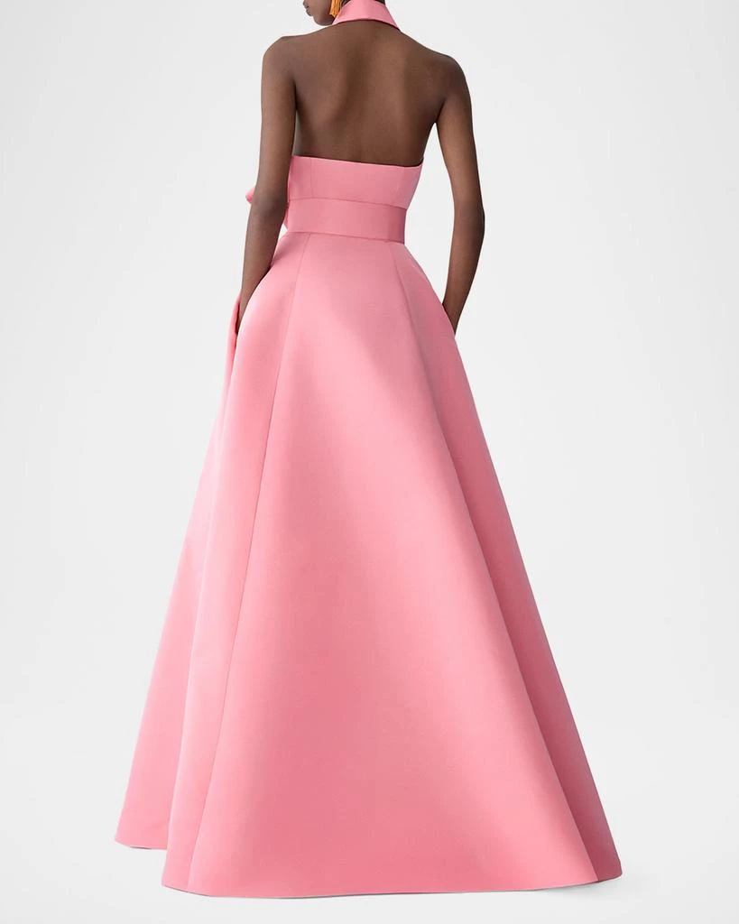 Carolina Herrera Sleeveless Collared Halter Gown With Belt - Dresses &  Skirts - Free Shipping - BeyondStyle