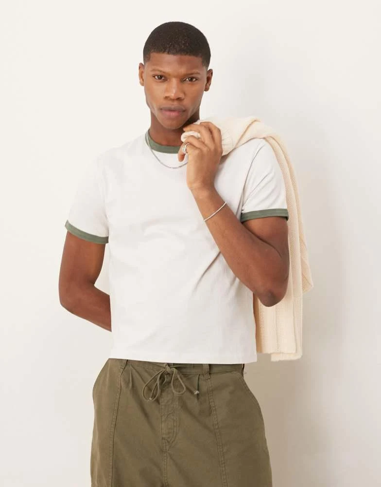 Abercrombie & Fitch Abercombie & Fitch shrunken ringer t-shirt in white 1