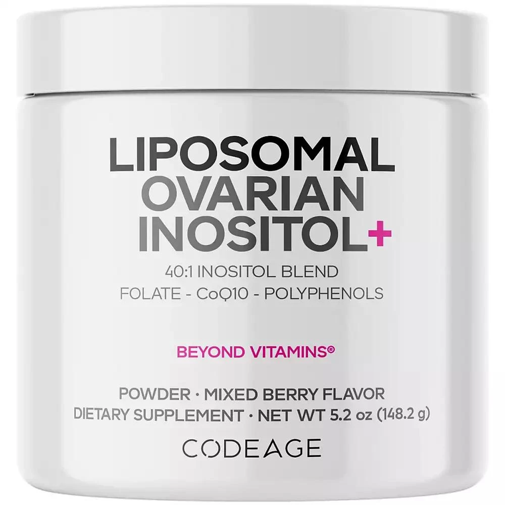 Codeage Liposomal Ovarian Inositol Powder - Myo-Inositol 
D-Chiro-Inositol 40:1 Blend, Folate 5-MTHF, CoQ10, Pte 
Wild Blueberry, 60 Servings