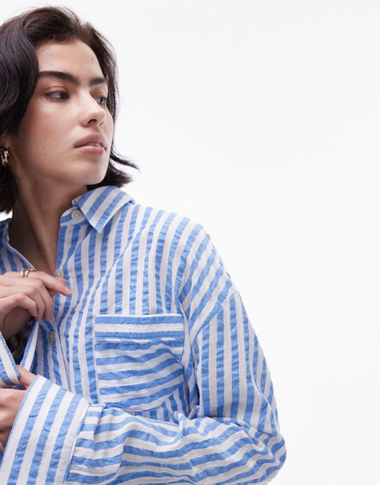 Topshop Topshop co-ord stripe beach shirt in blue 3