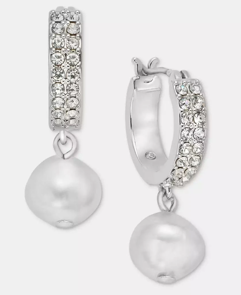 Givenchy Imitation Pearl Charm Pavé Hoop Earrings 3