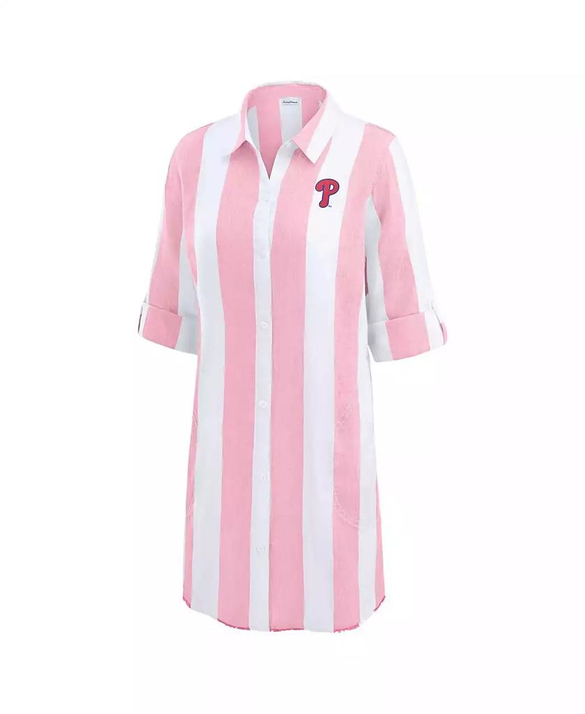 Tommy Bahama Women's Pink Philadelphia Phillies Rugby Beach Boyfriend Full-Button Top