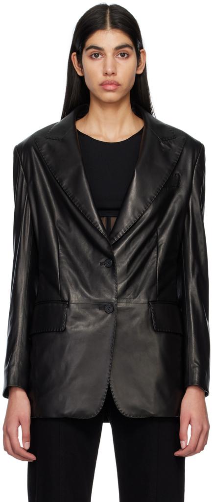 Shop Black Boyfriend Leather Jacket on Sale at BeyondStyle