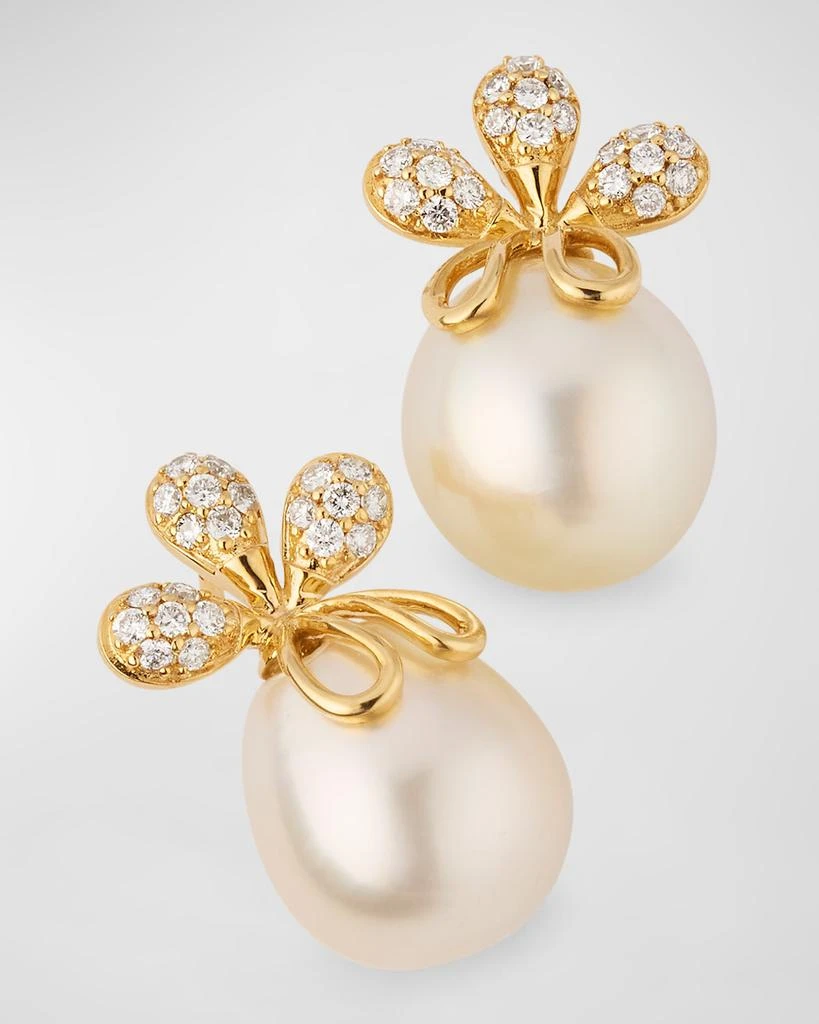 BELPEARL 18K Diamond and 10-11mm South Sea Pearl Earrings 3