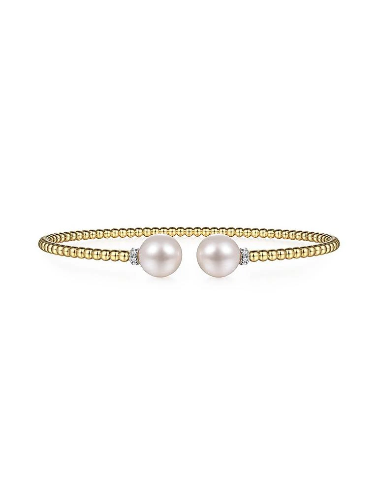 Gabriel 
Co Bujukan 14K Yellow Gold, Cultured Freshwater Pearl 
0.05 TCW Diamond Bangle