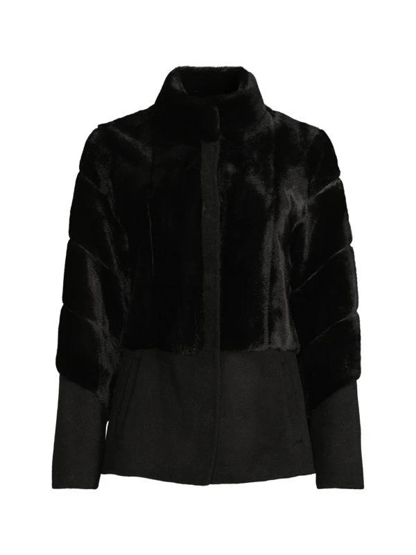 BELLE FARE Wool & Faux Mink Fur Jacket 3