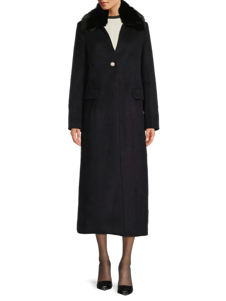 Milly Faux-Fur Wool-Blend Longline Coat