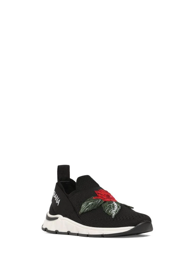 DOLCE & GABBANA Rose Knit Slip-on Sneakers W/logo 2