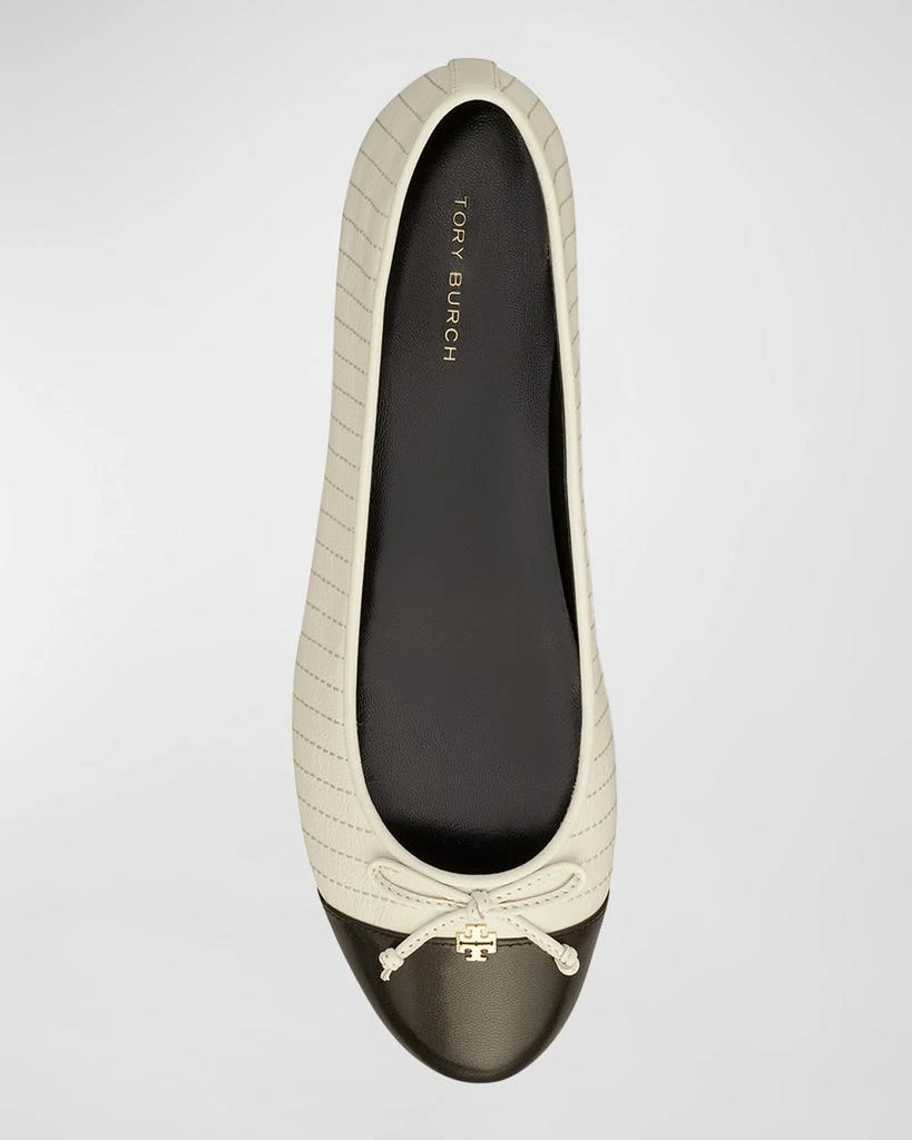 Tory Burch Quilted Bicolor Bow Ballerina Flats 3