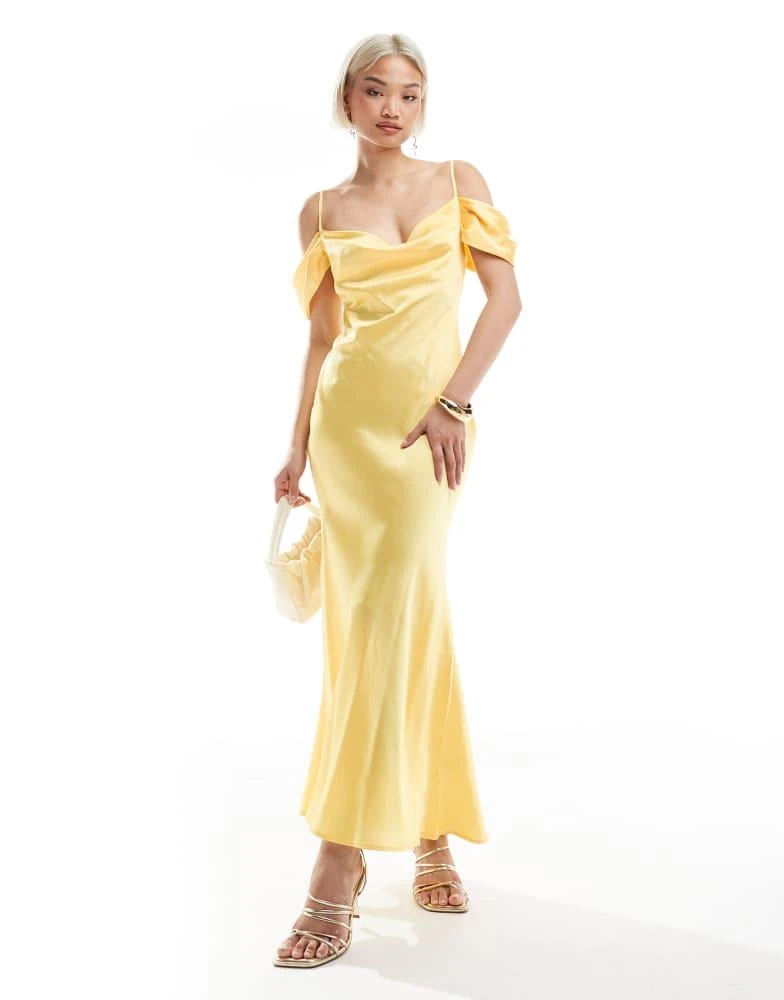 New Look bardot satin midaxi dress in yellow  On Sale Now with Up to 36%  Off | Discover Exclusive Deals & Savings at BeyondStyle  Authentic New  Look Home|women with Limited-Time
