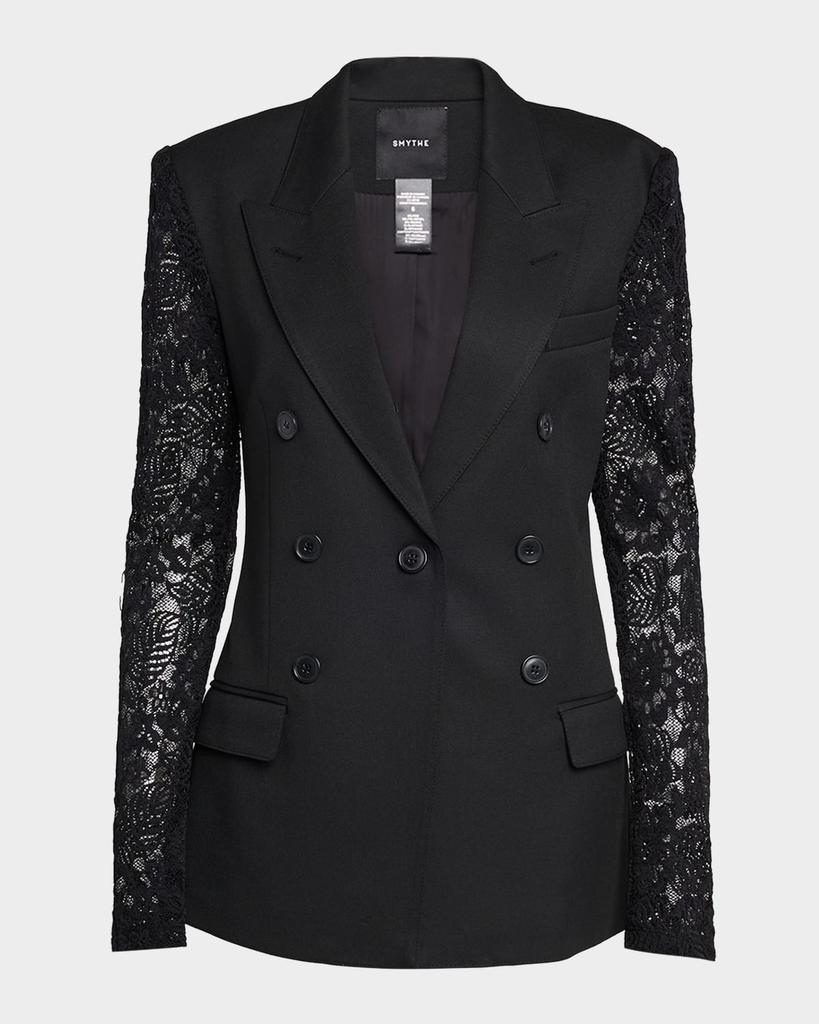 Smythe Single-Breasted Blazer with Lace Sleeves