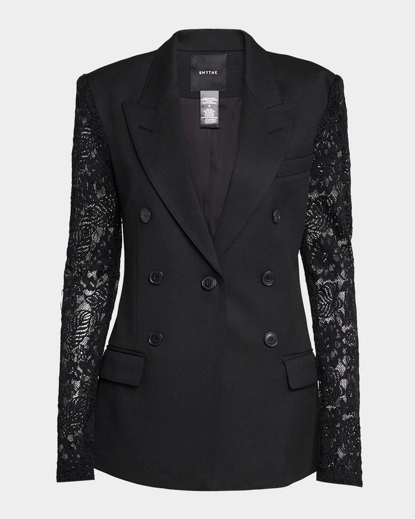 Smythe Single-Breasted Blazer with Lace Sleeves 1