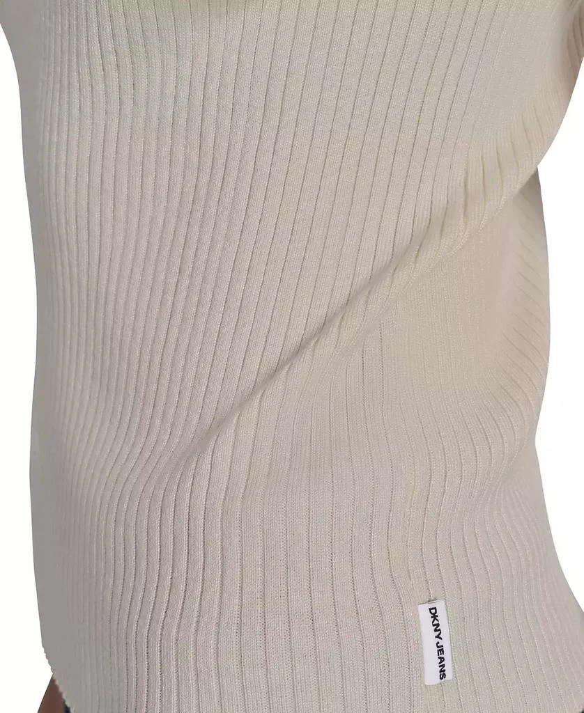 DKNY Womens Ribbed V-Neck Polo Sweater 5
