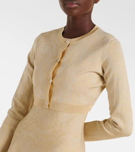 Versace Barocco cropped lamé cardigan 4