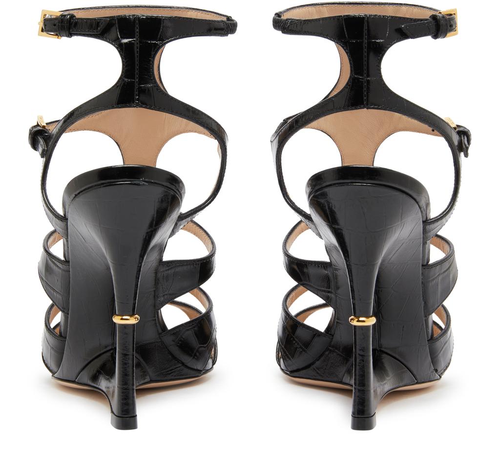 Tom Ford Shiny stamped croc cage sandals black 40 - Sandals