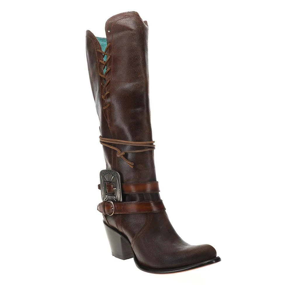 Corral Boots Harness & Lace Tall Round Toe Zippered Cowboy Boots 2