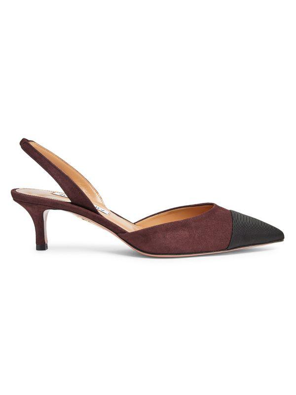 Aquazzura Milanese 50MM Suede Slingback Pumps