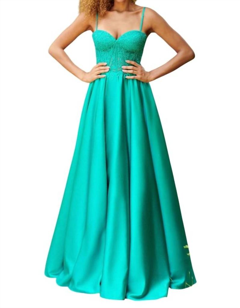 Faviana Faviana - Lace Corset Satin Ballgown Dress