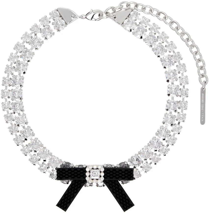 Shushu/Tong SSENSE Exclusive Silver YVMIN Edition Rubber Bow Crystal Choker
