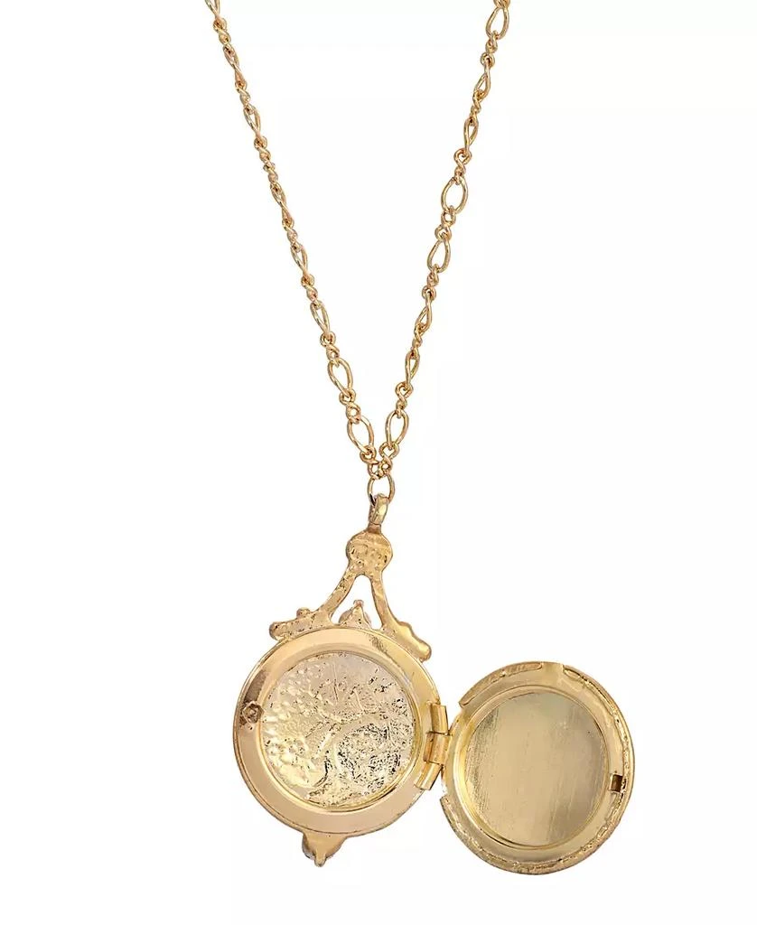 Symbols of Faith 14K Gold-Dipped Pink Enamel Mary and Child Image Locket Necklace 2