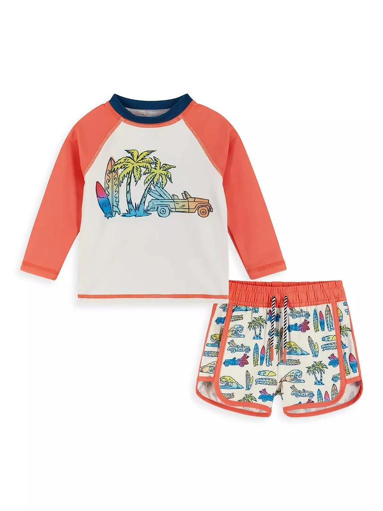 Andy & Evan Baby Boy's, Little Boy's &amp; Boy's Surf Print Rashguard Top &amp; Swim Trunks Set 1