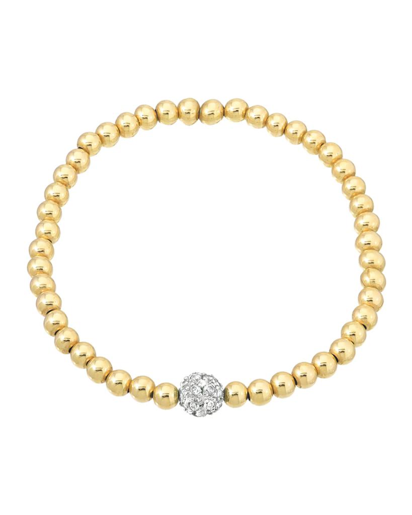 Zoe Lev 14K 5mm Bead Bracelet with Diamond Center, 6.5"L