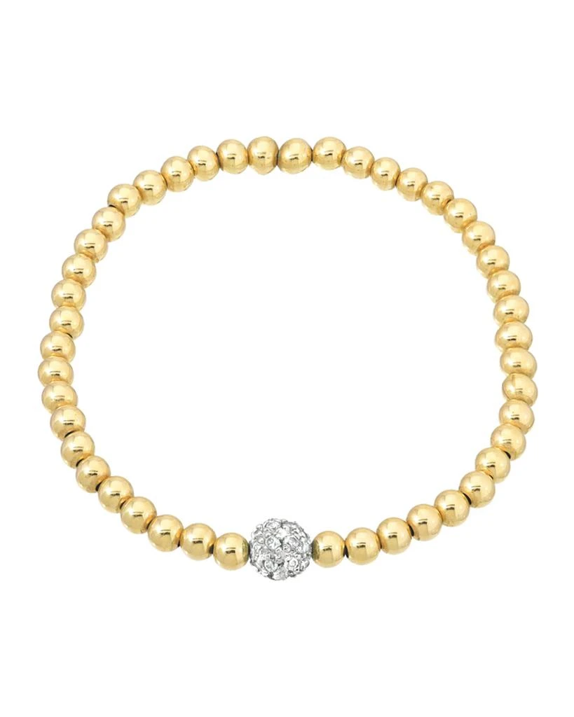 Zoe Lev Jewelry 14K 5mm Bead Bracelet with Diamond Center, 6.5"L 1