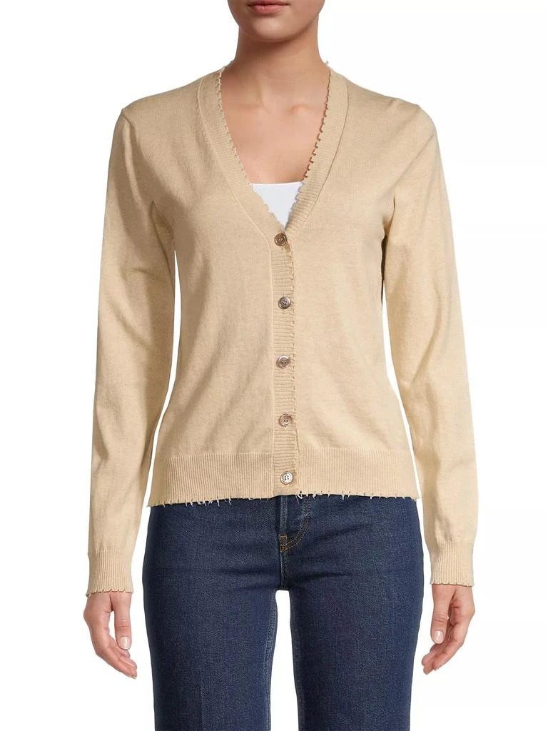 Minnie Rose Cotton-Cashmere Frayed Cardigan 3