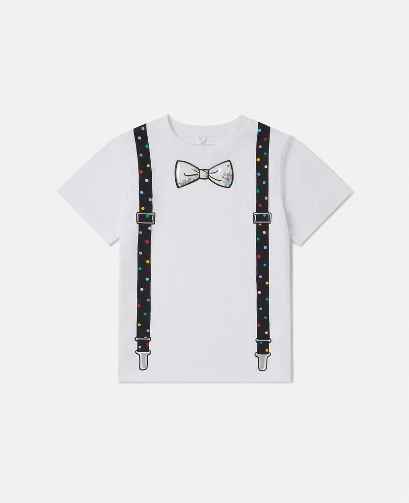 Stella McCartney Stella McCartney - Bowtie and Braces Graphic T-Shirt, Woman, White, Size: 3 1