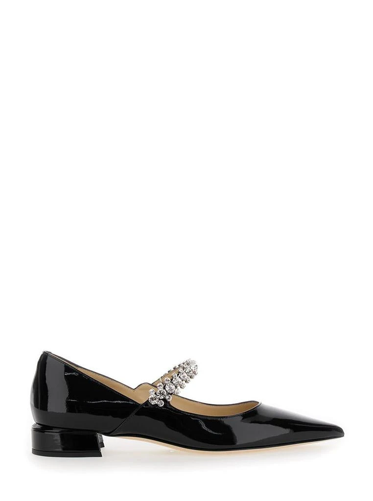 Jimmy Choo Black Ballet Flats With Crystals On Strap In Patent Leather Woman 1