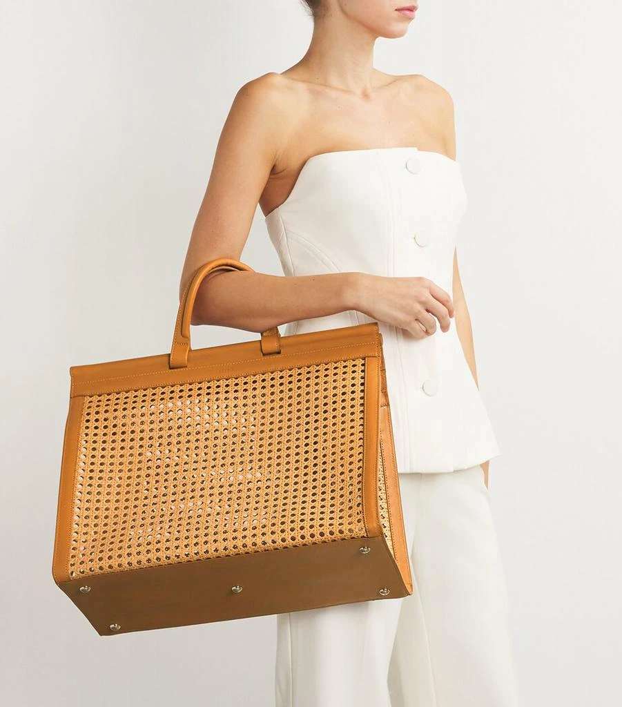 BLINQ Midi Calfskin-Rattan Porto Top-Handle Bag 2