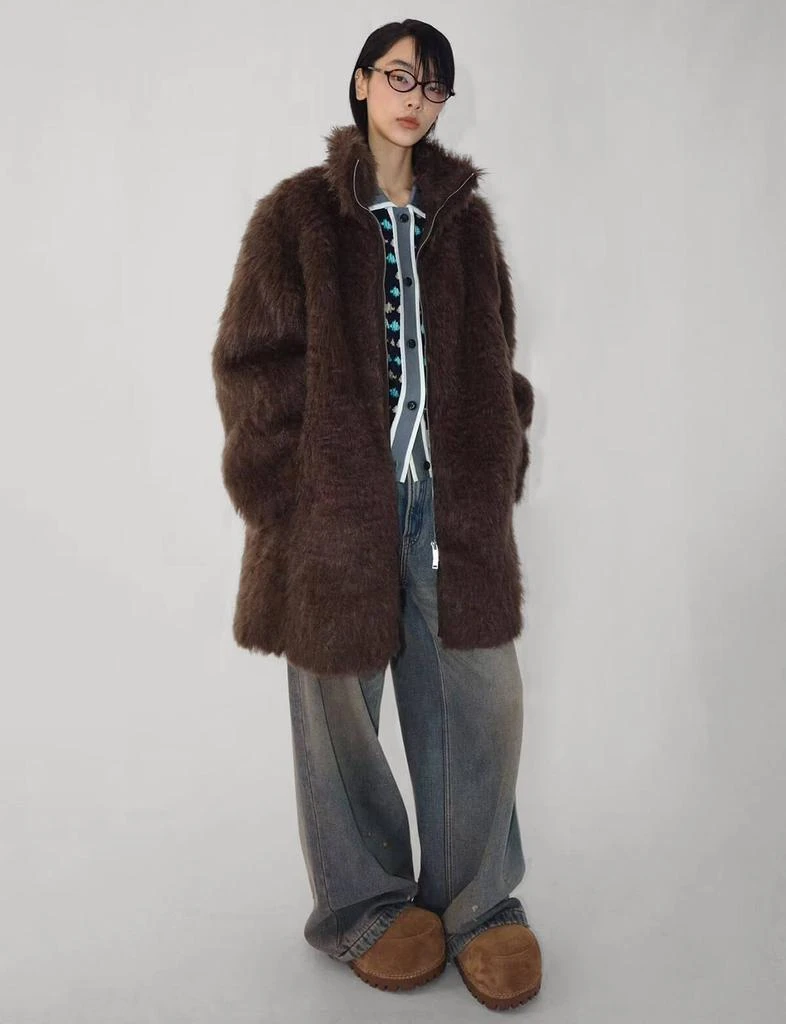 Pixie Market Brown  Faux Fur Coat 8