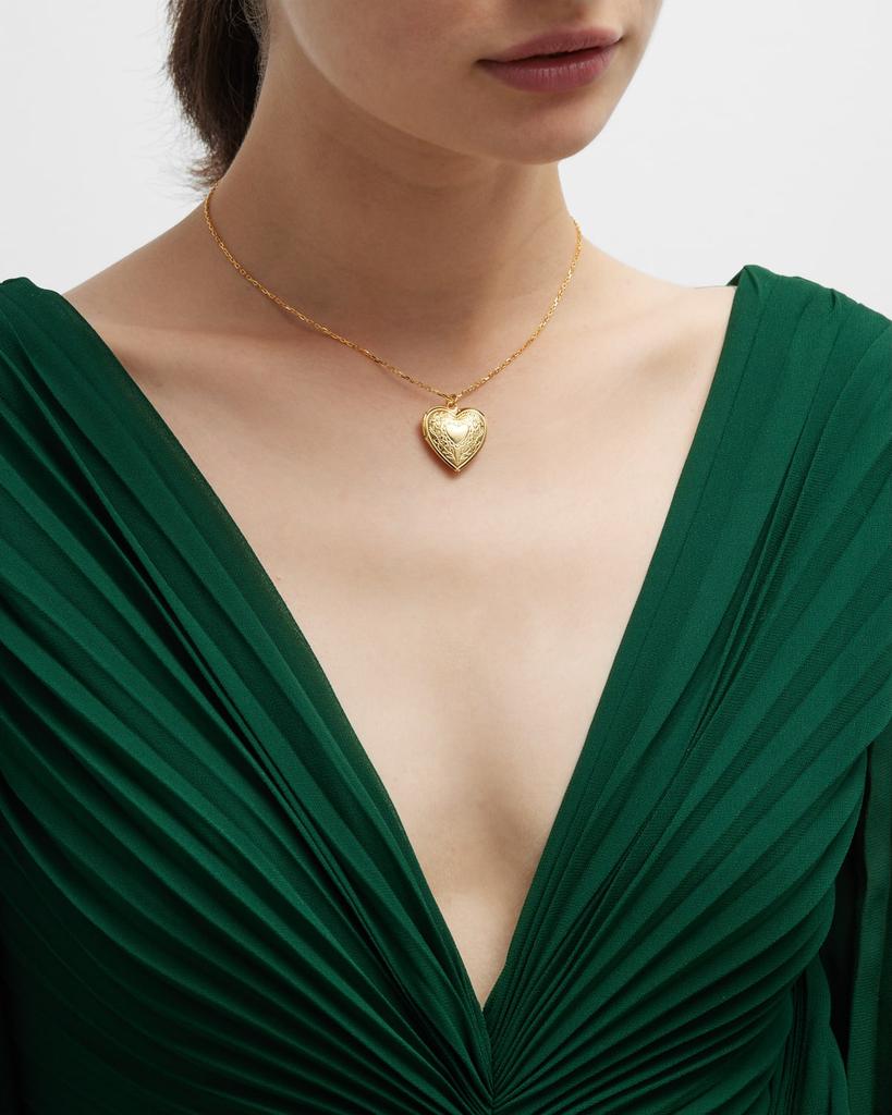 BEN-AMUN 24k Gold Electroplate Chain Necklace with Heart Locket Pendant