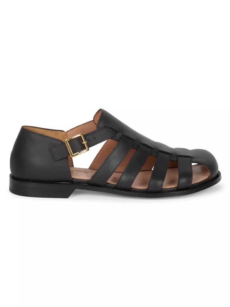 【LOEWE】Paula's Ibiza Ease Buckle leather sandals レザー製 Paula's Ibiza Ease Buckle leather sandals in black - Loewe