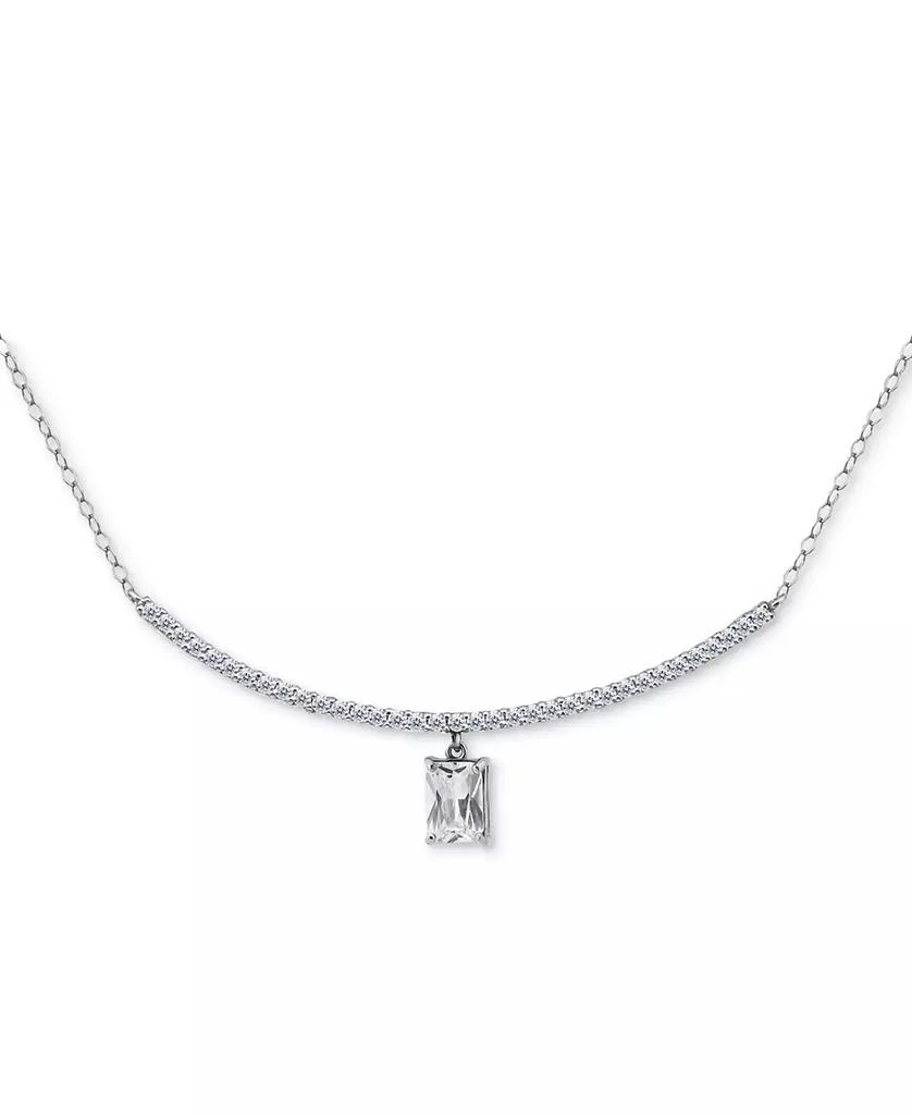 Giani Bernini Cubic Zirconia Curved Bar Baguette Pendant Necklace, 16" + 2" extender 1