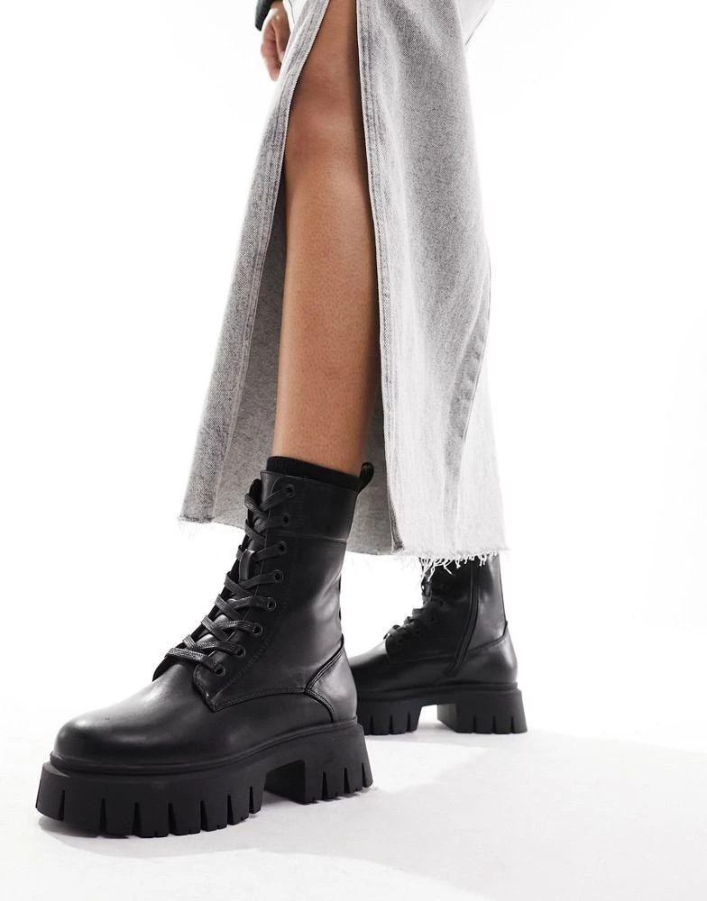 ASOS ASOS DESIGN Anchor chunky lace up boots in black 1