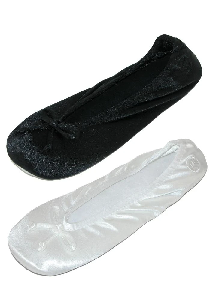 Isotoner Women's Satin Classic Ballerina Slippers (Pack of 2) 5